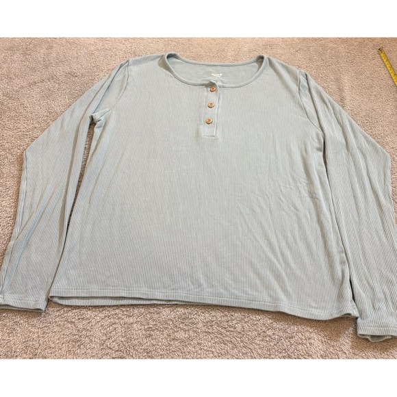 Kyte Baby Ribbed Henley Long Sleeve Top Women Size L Light Sage Cotton Blend - Picture 10 of 12